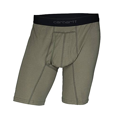 Carhartt Men's Cotton Blend 8' Boxer Briefs 2 Pack, Burnt Olive, Medium US