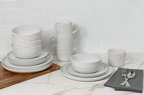 10 Strawberry Street Double Line 16 Piece Dinnerware Set, White #TOP4