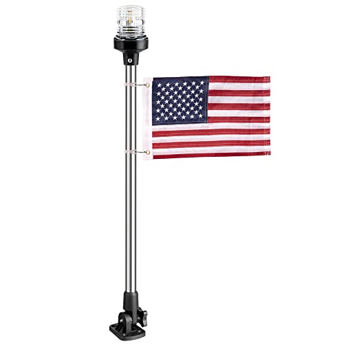 Feux d'ancrage de navigation tout autour à 360° LED blanches pliables 12-24V