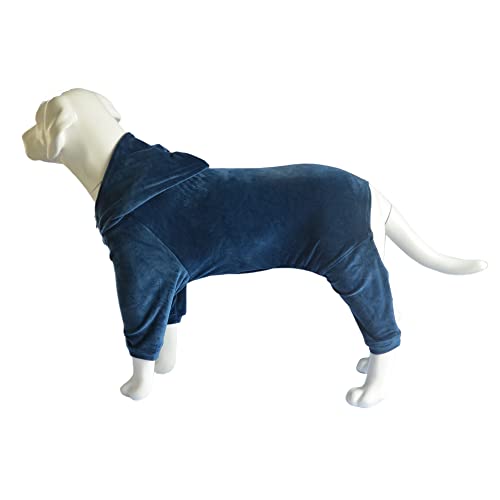 Dog Pajamas Pet Jumpsuits Pjs For All Seasons, Velvet Dog Hoodies 4 Legs Four Feet Dog Onesies Stylish Pjs Puppy Costume Cotton Liner Warm Pet Clothes For Small Medium Large Dogs Darkblue M #TOP7
