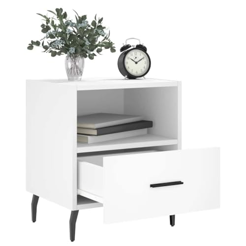 Lot de 2 tables de chevet blanc en bois d'ingénierie chic - 4