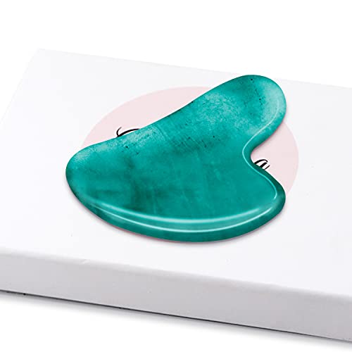 Gua Sha Facial Tool - Natural Jade Stone Guasha Scraping Massage Tool For Facial Microcirculation Removes Toxins Prevents Wrinkles Boost Radiance Of Complexion - Asian Beauty Secret #TOP3