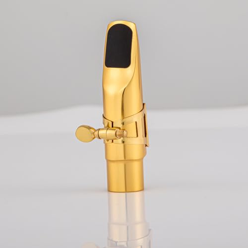 Ragyzity Alto Sax Saxophone Mouthpiece with Ligatures, Alto Sax Ligature Alto Saxophone Ligature, Brass Metal Eb Alto Tenor Sax Mouthpiece 5C for Sax Mouthpiece Instrument (5C)