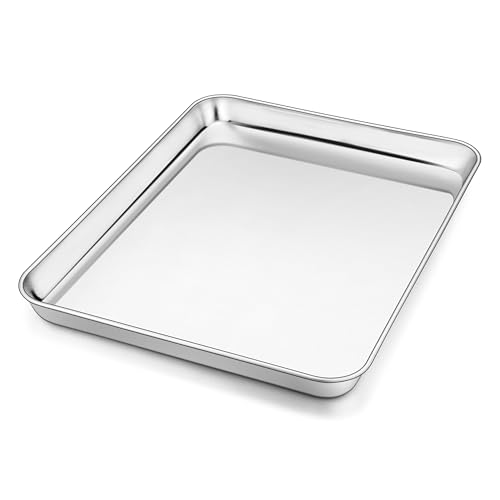 Homikit Edelstahl Backblech, Rechteckig Kuchenblech Ofenblech für Backen Braten, Spiegelpoliert Backofenblech, Spülmaschinenfest, 30,5 * 24,7 * 2,5cm