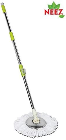 Neez Mop Handle Set with 2 Microfibre Mop Heads, Home Cleaner Super Absorbent Stainless Steel Adjustable Height Handle (Lemon Mop Handle Set)