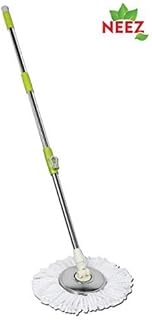 Neez Mop Handle Set with 2 Microfibre Mop Heads, Home Cleaner Super Absorbent Stainless Steel Adjustable Height Handle (Lemon Mop Handle Set)