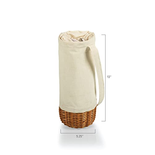 PICNIC TIME Malbec Insulated Canvas and Willow Wine Bottle Basket, Fully Insulated Wine Bag, Durable Bottle Carrier Bag for Gifts and Travel with Steamed Handwoven Willow, (Beige Canvas) by PICNIC TIME - Image 5