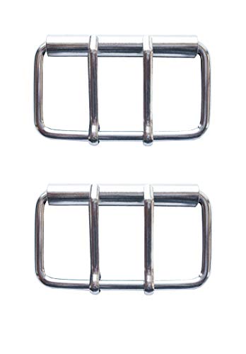Hebilla de cinturón de rodillo grande anillo de Metal de plata doble pines para cuero Hardware bolsas zapatos hechos a mano accesorios de bricolaje, paquete de 2 piezas (60mm) Cover