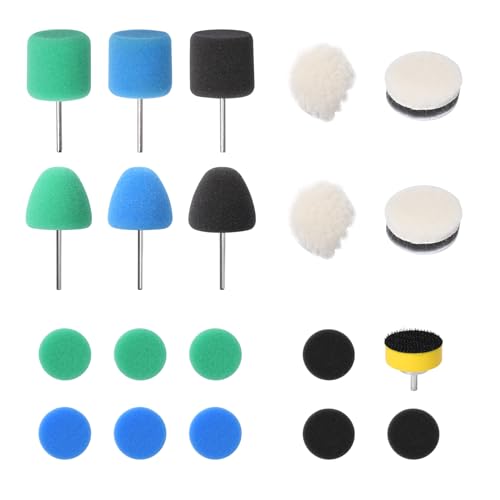 Pumwoy Set di 20 Spugne per Lucidatura 25mm, Mini Tamponi per Lucidatura, Tampone di Lucidatura per Piccole Superfici, Levigatura Auto, Lucidatura