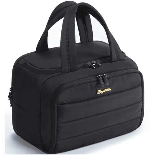Quilted Puffy Travel Toiletry Bag with Handle