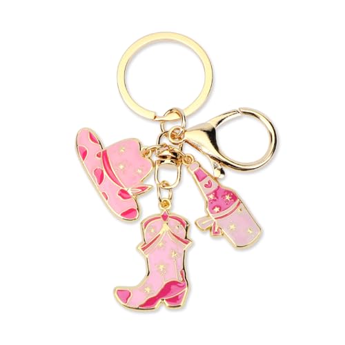 Tranbath Personalised Western Cowboy Hat and Boot Keychain, Fun Gift for Women, Mum, Sister, Best Friend, Travel Lover, Ideal for Birthdays, Weddings, And Unique Gift, Believe in Yourself Gifts