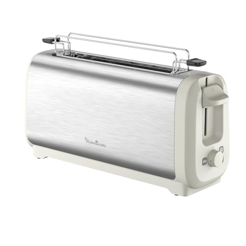 Moulinex Subito, Grille-pain longue fente avec chauffe-viennoiseries, Dorage plus rapide, Économies d&rsquo;énergie, Rise et inox, LS5S1AE0