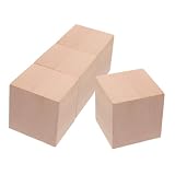 CVUTOVO 4 Piezas Cubos de Madera Naturales para Educativo de Construcción y Desarrollo de Matemáticas para Manualidades y Creatividad