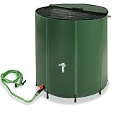 tectake® Contenitore per Acqua Piovana, Serbatoio Cisterna Recupero Acqua Piovana, Pieghevole, Antidebordante, Inossidabile, con Griglia di Protezione, Serbatoio Acqua Richiudibile - 500 L
