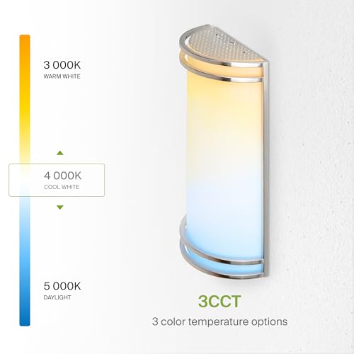 Image of ASD Indoor LED Wall Sconce Lights - 14 Inch 20W Brushed Nickel Modern LED Wall Sconces Hardwired - ETL Dimmable 3000K 4000K 5000K Adjustable Sconce Light Fixture for Bedroom, Hallway, 2 Pack
