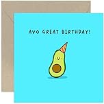 Old English Co. Cute Birthday Card - Avocado 'Avo Great Birthday' For Her Him Best Friend - Funny Birthday Gift for Men and Women - Hilarious Design for Family and Friends | Blank Inside