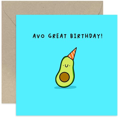 Old English Co. Cute Birthday Card - Avocado 'Avo Great Birthday' For Her Him Best Friend - Funny Birthday Gift for Men and Women - Hilarious Design for Family and Friends | Blank Inside
