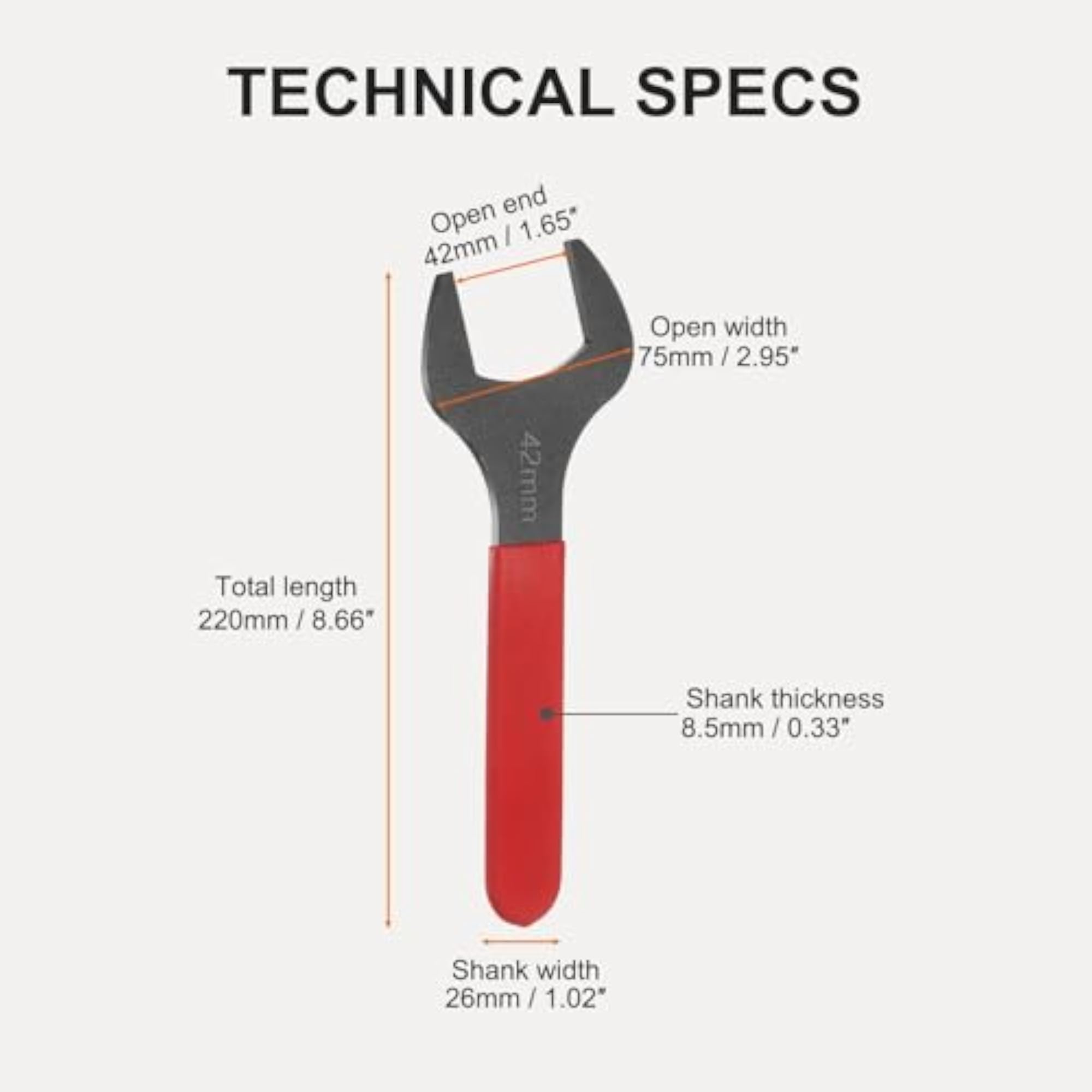 42mm Single Open End Wrench, 15 Degree Offset Spanner