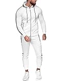 OneRedox | Herren Trainingsanzug | Jogginganzug | Sportanzug | Jogging Anzug | Hoodie-Sporthose | Jogging-Anzug | Trainings-Anzug | Jogging-Hose | Modell JG-1424 Weiss XS
