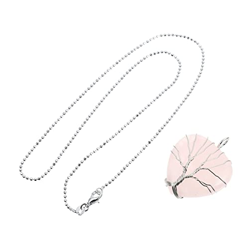 LALADEFIEE Rose Quartz Heart Shape Necklace with Copper Wire Tree Pendant Handmade Natural Stone Jewelry for Women Fashion Accessory Parties and Activities