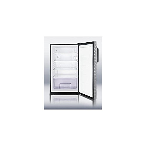 Summit FF521BLBI7DPLADA Refrigerator, Silver With Diamond Plate