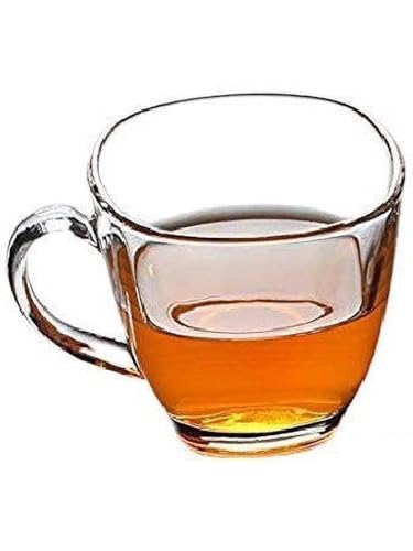 Image of AFAST Clear Glass Coffee & Tea Cups /Mugs, Set of 4 - 100 ml Each, Stylish Transparent Glassware, Ideal for Tea, Coffee, Milk, Juice, Office & Home Use