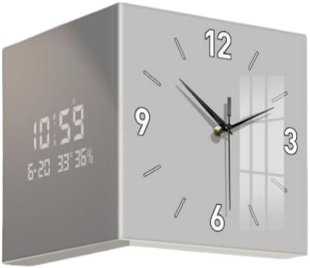 Vzfvモダン壁掛け時計 両面表示 デジタル表示 リビングと寝室用 ブラック 26*26CM (30*30CM,ライトグレー)