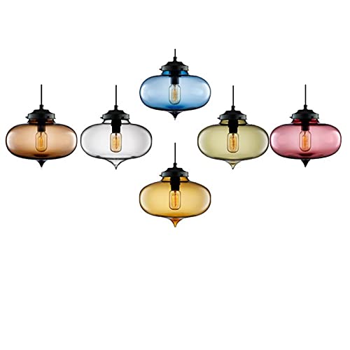 Lámpara colgante de cristal multicolor E27 ajustable para techos altos tipo loft 4