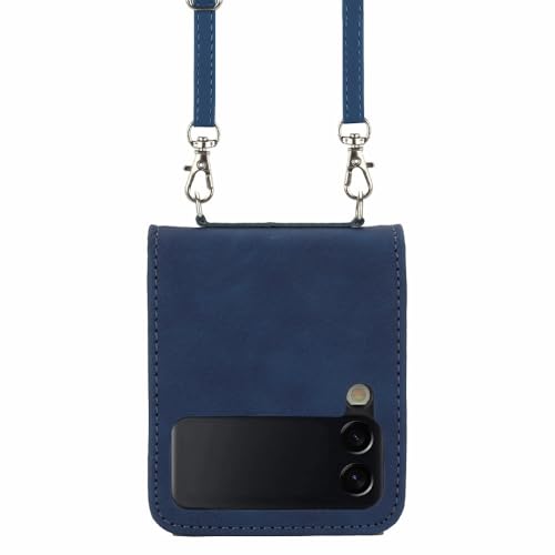 Housse antichoc pour Samsung Z Flip 4 avec cordon lanière réglable bleu