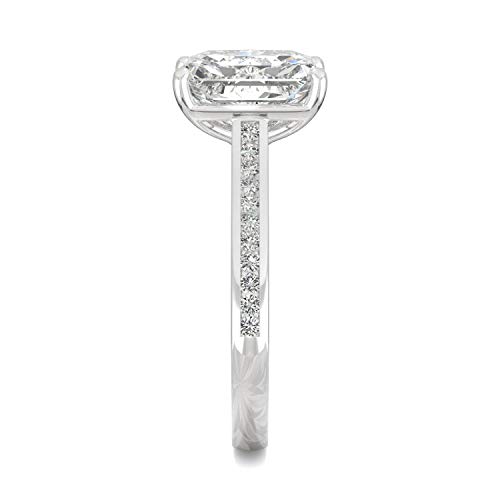 Charles & Colvard Created Moissanite 9X7Mm Radiant Cut Engagement Ring For Women | 2.88 Cttw Dew | Lab Grown | Solid 14K White Gold With Rhodium | Size 7 #TOP4