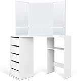 ✤【Schminktisch mit 3 Spiegeln】Dieser Schminktisch besteht aus drei Spiegeln, die Ihre Schönheit aus verschiedenen Winkeln zeigen und Ihr Make-up zarter machen.