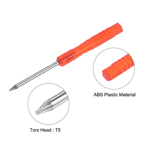 Uxcell 5Pcs Mini Torx Screwdriver, T5 Star Head For Watch Eyeglasses Electronics Repair (Red) #TOP3
