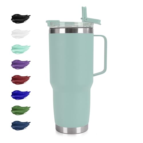HASLE OUTFITTERS 30oz Tumbler With Handle, Insulated Travel Coffee Mug With Straw Leak-Proof Double Wall Stainless Steel Vacuum Tumblers Metal Cup with Straw for Hot and Cold Drink
