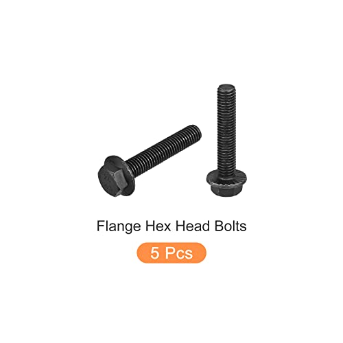 Image of METALLIXITY Flanged Hex Head Bolts (M10x50mm) 5pcs, Hexagon Serrated Flange Bolt Fully Thread Screw - for House Construction Hardware Fasteners