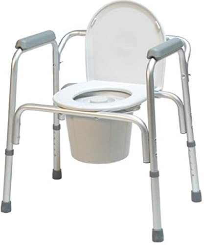 Lumex 3-in-1 Aluminum Commode with Removable Back Bar, 300 lbs Weight Capacity, Portable Home Adult Toilet Seat Bathroom Chair, Pack of 4, 2195A-4