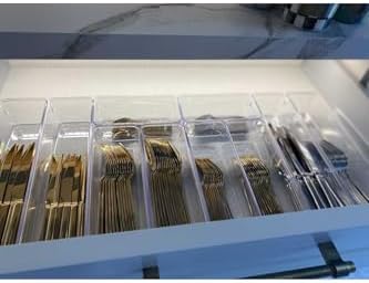 color house 10 Parça Set Modüler Çekmece Içi Düzenleyici Mutfak Makyaj Takı Banyo Buzdolabı Organizer Şeffaf 46,2 x 38,5 - Görsel 3