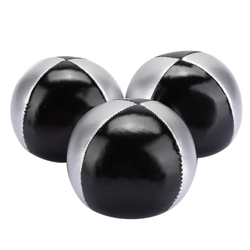 Yosoo Professional Juggling Ball Set Tear for Office Leisure Entertainment PU Leather Silver Black 3PCS