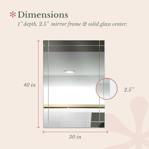 Hamilton Hills Rectangular 30x40 inch Silver Framed Vanity Mirror | Beveled Edge Squared Corner Frame Vanity Wall Mirror | Classy Decorative Bathroom Mirrors for Vanity, Hallway or Entry - Hanging - Thumbnail 3
