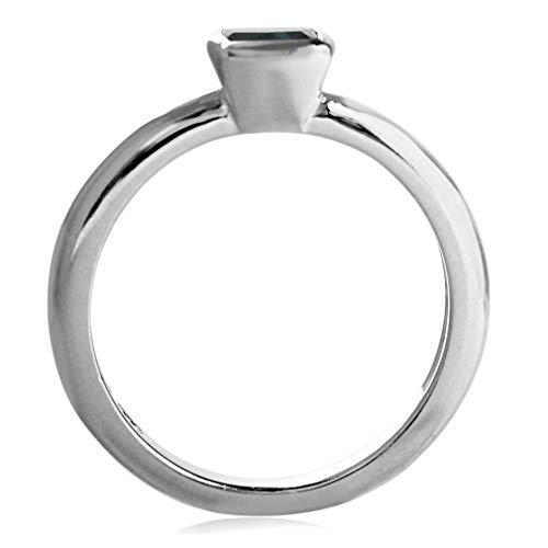 Silvershake Genuine Cushion Cut London Blue Topaz 925 Sterling Silver Stack Stackable Solitaire Ring Size 9 #TOP2