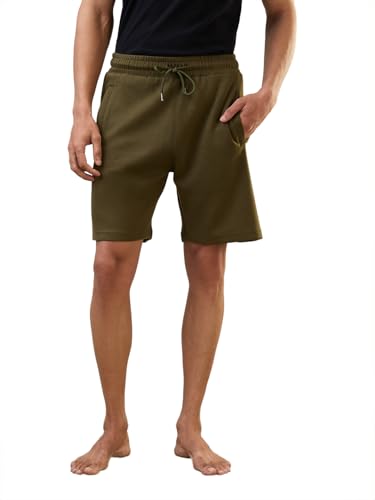 Image of SleepZ by Raymond Men Regular Fit Solid Pattern Cotton Polyester Blend Shorts