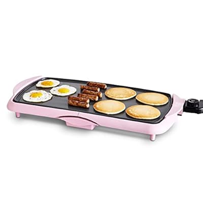 GreenLife Healthy Ceramic Nonstick, Extra Large 20" Electric Griddle for Pancakes Eggs Burgers and More, Stay Cool Handles, Removable Drip Tray, Adjustable Temperature Control, PFAS-Free, Pink