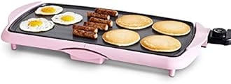 GreenLife Healthy Ceramic Nonstick, Extra Large 20" Electric Griddle for Pancakes Eggs Burgers and More, Stay Cool Handles, Removable Drip Tray, Adjustable Temperature Control, PFAS-Free, Soft Pink