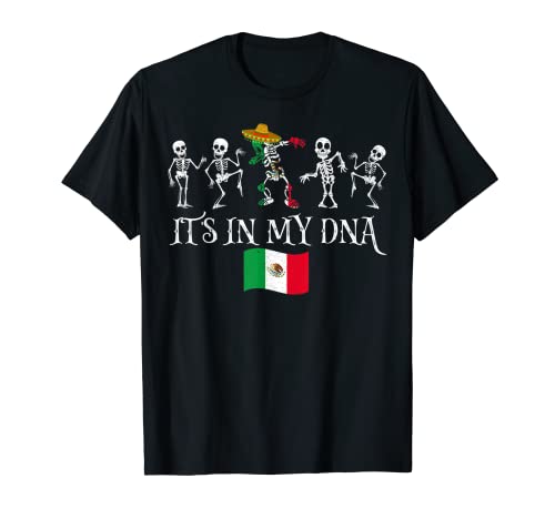 It's In My DNA Dabbing Skeleton Sombrero Cinco de Mayo Regalo Camiseta