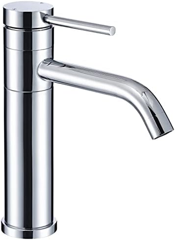 Mighbow Basin Taps 360° Swivel Mixer Tap Bathroom Sink Taps Modern Monobloc Single Lever Basin Faucet with Supply Hose (Chrome)