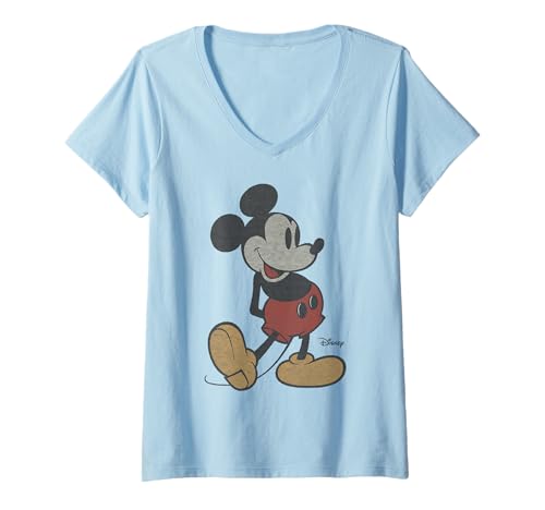 Womens Disney - Classic Mickey Mouse Pose V-Neck T-Shirt