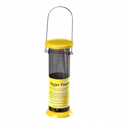 Birds Choice LCNYJER Starter Nyjer Feeder, Magnet Mesh Tube Feeder w/ Removable Bottom, 2 Cup, Yellow