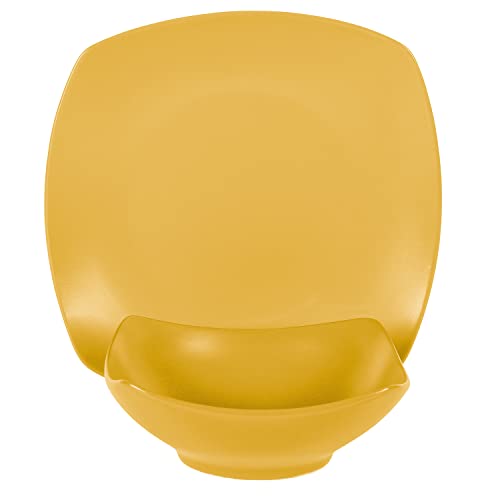 Gibson Home Zen Buffet Matte Porcelain Plates And Bowls Dinnerware Set - Yellow, Service For 4 (8Pcs) #TOP2
