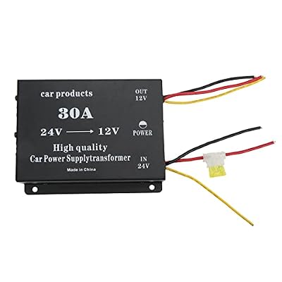 Omquot 24V to 12V Professional Voltage Reducer with Short Circuit Protection for Car Stereo and Surveillance Systems (30A)