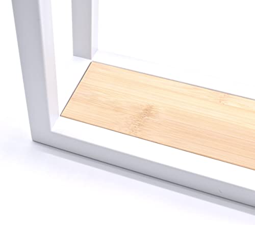 Galeara design Étagère Murale en métal Noir ou Blanc avec Bois de Bambou Soto – Facile à accrocher – Étagère Murale décorative Noire – Petite étagère Murale (Blanc, 18cm x 18cm x 12cm) – vue 6