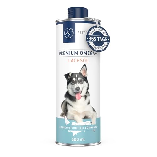 PetFokus Premium Omega-3 Lachsöl für Hunde - 100% reines Öl, köstlicher Geschmack, für alle Rassen und Alter - in Deutschland produziert